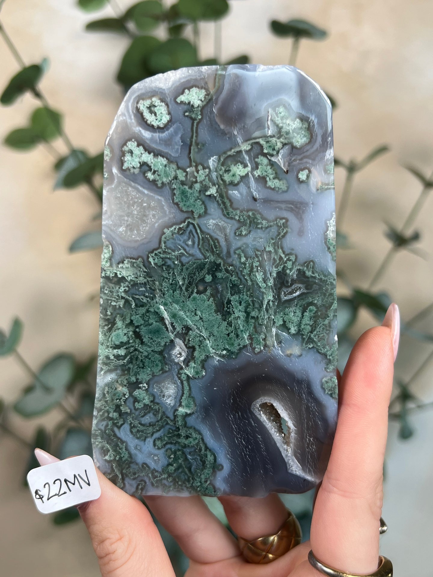 Moss Agate Slabs with Stands (6 options)